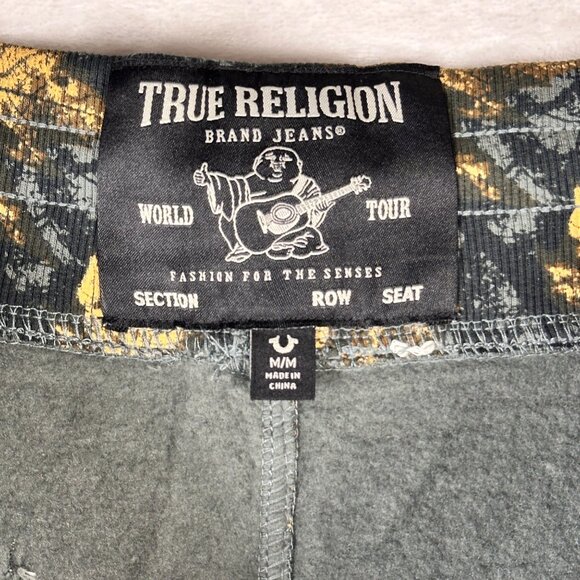 True Religion Men’s Joggers M Camo Leaf Print Drawstring Pants Streetwear Style - Picture 3 of 10